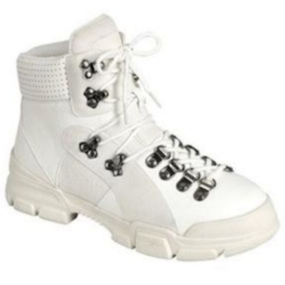 Chunky Sole Hiker Boots in White - Picture 2 of 6